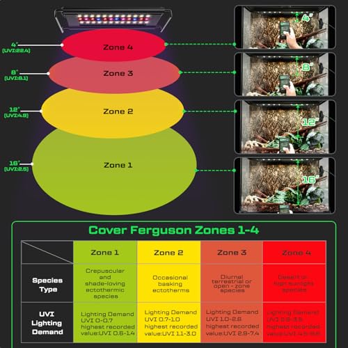 8-Inch UVB Reptile Light, UVB Reptile Light Fixture | Remote day&night Timer, Covers Ferguson Zones 1-4, UVB UVA Lamp for Bearded Dragon, Leopard Gecko, 5 Preset Modes& DIY Mode - size: 8 INCH