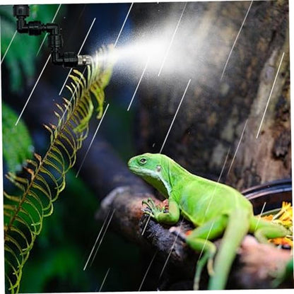 Mister for Reptile Tank, 6PCS Adjustable Misting Nozzles, 360° Reptile Mister Spray Nozzle, Quick Connect Plastic Terrarium Nozzle for Greenhouse Courtyards Gardens Plants