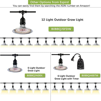 Outdoor LED Grow Light with Timer, 12-Light Full Spectrum Grow Light Strip, Waterproof Plant Lamps, UL Certified String Grow Lights for Greenhouse Garden, 41FT Light for Veg Seedling Flower - size: 12 Light with Timer