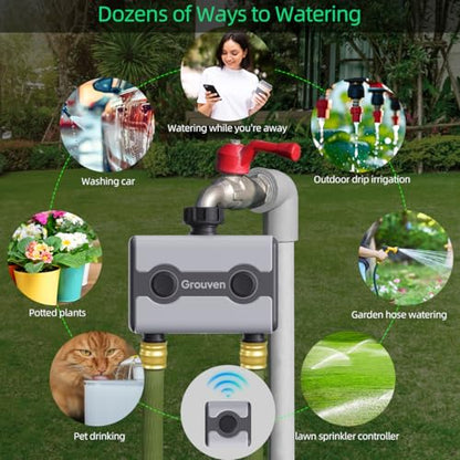 WiFi Sprinkler Timer 2 Outlet APP Control via 2.4Ghz for Garden | WiFi and Bluetooth Outdoor Watering Automate Water & Sprinkler Schedules - style: WIFI 2 outlets