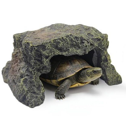 BNOSDM Reptile Hideout Rock,Tortoise Hide Cave,Resin Rock,Lizards Hideaway,Turtle Basking Platform,Reptiles Habitat Decor Tank Accessories for Bearded Dragon Gecko Snakes Chameleon Frogs