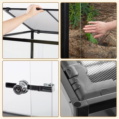 Extra Large Reptile Terrarium 72" x 24" x 24" Reptile Tank, Upgrade Splicable Tank Can Be Used as 2 Separate Habitats, Giant Terrarium with Double Front Sliding Doors