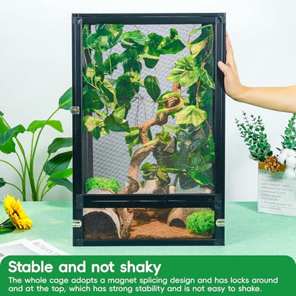 33 Gal Foldable Reptile Terrarium for Gecko & Dragon | detachable & foldable design for portability. High airflow mesh. Fits crested geckos, chameleons & dragons - size: 26x17x17 Inch