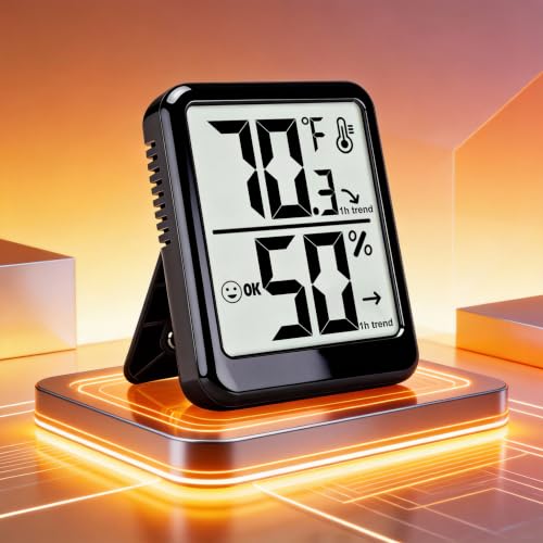 Room Thermometer Indoor Hygrometer Digital Humidity Meter | Accurate Sensor, Fast Refresh, Big Digits, Easy to View, ℉/℃, w/ AAA Battery, Compact for Home, Office, Pet, Plant - color: Black - Upgraded Version, size: 1 - Pack