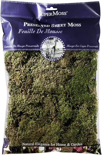 SuperMoss (22163) Feather Moss | Natural Green Moss Sheets for Crafts, Fairy Garden Decor, Wedding Table Runners, Reptile Tank Accessories, and Indoor Plant Soil Cover, 175 cu. in., Fresh Green - size: 175 cu. in.