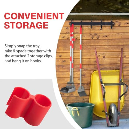 FUSBUNTY Pooper Scooper, Long Handle Dog Pooper Scooper, Heavy Duty Stainless Steel Rake with Tray & Spade Set for Pet Waste Removal, for Grass, Dirt or Gravel - color: Red-Standard
