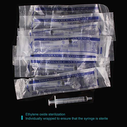 3ml Syringe Without Needle - 3 ml Small Plastic Syringes Sterile Individually Packed with Cap for Lab Medicine Student Measuring Liquid and Pet Dog Cat Baby Feeding Oral Colostrum ( 12 Pack 3cc /ml )