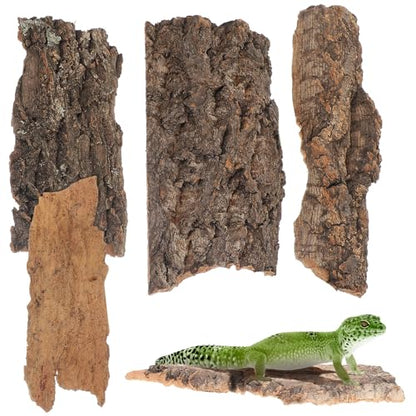 DOITOOL 4pcs Natural Cork Bark for Reptiles, Cork Flats Terrarium Background Decor, Lizard Gecko Bearded Dragon Climbing Platform, Small Reptile Habitat Tank Accessories