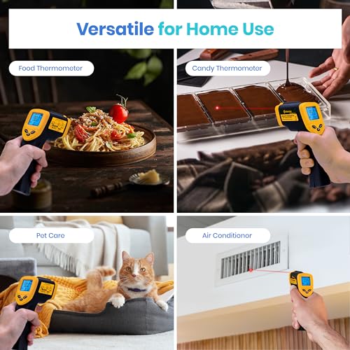Etekcity Infrared Thermometer Laser Temperature Gun 774 | Cooking, Pizza Oven, Griddle, BBQ, Meat, HVAC, Engine, Adjustable Emissivity, MAX Display, Surface Measurement - color: Light Yellow, style: Classic