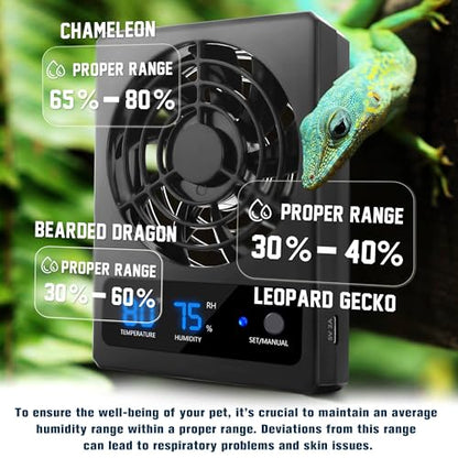 2PCS Reptile Ventilation Fan with Humidity Sensor and High-Temp Alarm, Fan Dehumidifier for Reptile Enclosure and Terrarium - color: 2PCS-Black