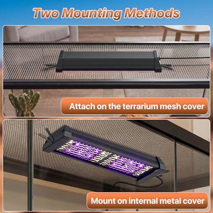 LED UVB Reptile Light with Timer & Dimmer (8.5inch) | 8W Full Spectrum UVA UVB Lamp with 3 Lighting Modes,5-Level Dimmable,4/8/12H Cycle Timer,for Bearded Dragon,Gecko,Tortoise - size: 8.5inch
