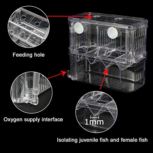Aquarium Fish Breeder Box Plastic Fish Isolation Breeding Box Hatching Incubator for Baby Shrimp Clownfish Guppy - size: Large