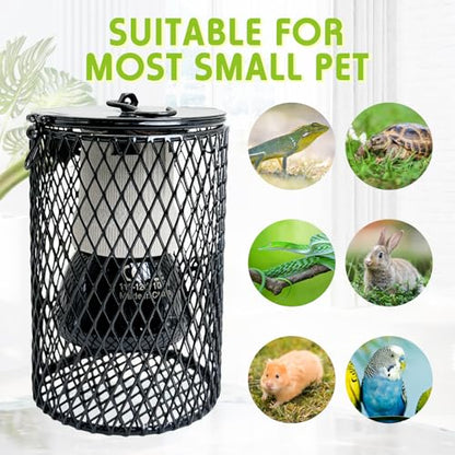 Hamiledyi Ceramic Heat Lamp Bulb with Lampshade Reptile Heat Lamp Guard Adjustable Heat Lamp from 0-100W Bird Cage Heater Anti-Scald Heating Bulb No Light Emitter for Reptile Bearded Dragon Turtle - color: Black