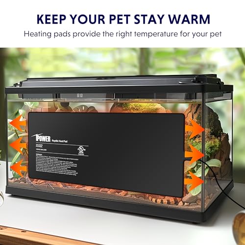 iPower Reptile Heating Pad, Under Tank Heater, Waterproof Terrarium Heat Mat 8X18 Inch, for Turtle, Lizard, Frog, Snake and Other Reptiles - size: 8" X 18", style: Heat Pad
