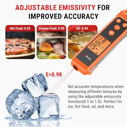 TempPro TempScan 2-in-1 Infrared Thermometer Gun with Meat Probe | Instant Read Thermometer for Grilling, Non-Contact Infrared Thermometer for Cooking Pizza Oven Griddle HVAC Pool AC Vent - style: IR Thermometer with Meat Probe