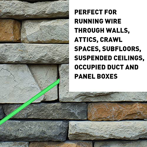 50 FT Wire Fishing Kit Fiberglass Connectable Fish Tape Wire Puller Cable Pulling Pull Push Kit With Hook In Transparent Tube, Green - color: green