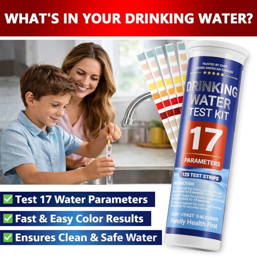Water Test Kit for Drinking Water, 23-in-1 Water Test Strips for Tap & Well Water, Tests Hardness, Lead, Iron, Copper, Chlorine, Fluoride, pH, Nitrate & More, Fast Home Water Testing, 155 Strips