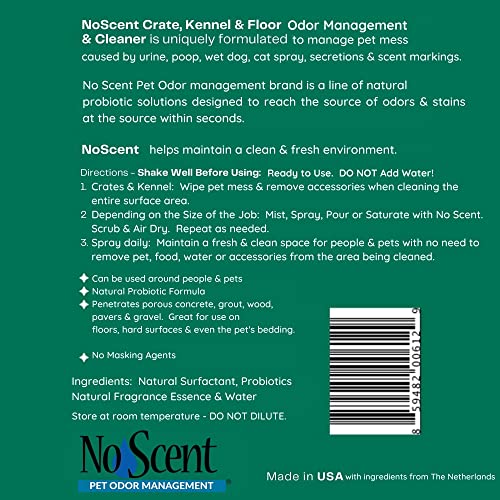 No Scent Crate Kennel & Floor Probiotic Cleaner Spray for Dog Cat Pet Odor Stains (8 Fl Oz / 237 mL) - size: 8 Fl Oz (Pack of 1)