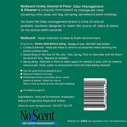 No Scent Crate Kennel & Floor Probiotic Cleaner Spray for Dog Cat Pet Odor Stains (8 Fl Oz / 237 mL) - size: 8 Fl Oz (Pack of 1)