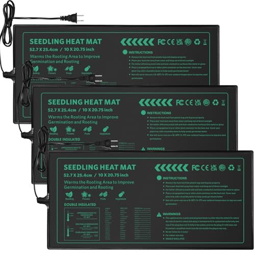 Seedling Heat Mat 3 Pack Durable Waterproof Plant Heating Pad 10"x 20.75" for Germination, Indoor Gardening, Greenhouse - size: 3 PACK