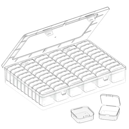 Bead Organizer Box, 61pcs Clear Plastic Storage Containers Set, Large Capacity Small Bead Organizers and Storage Cases with Labels, for Jewelry, Crafts, Diamonds Storage - size: 61 Compartments
