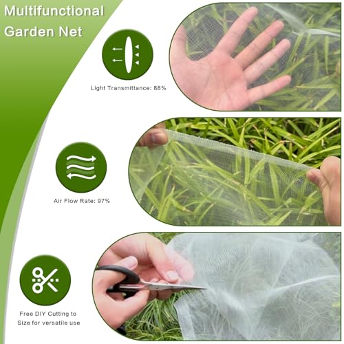 Garden Netting, 10'x20' Fine Mesh Net, Guard Veggies, Fruits & Flowers | Garden & Plant Netting for raised beds. Mesh fencing & tree net bags shield veggies, fruits, plants & flowers from pests. - size: 10'x20'