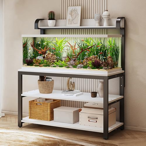 Adjustable Height Metal Aquarium Stand with Storage Shelf - Versatile Open Design for Home & Office Use, Durable Support for Fish Tanks & Accessories,Black+white,80x40x144cm - size: 80x40x144cm