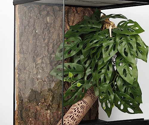 Fake Monstera Adansonii, Reptile Terrarium Suction Plants | For Gecko Snake Lizard Rainforest Habitat - color: Fake Swiss Cheese Plants Monstera Adansonii