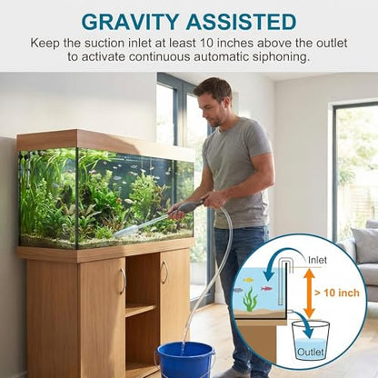 Delyle Aquarium Siphon Gravel Cleaner, 3-in-1 Fish Tank Vacuum with Sand Washer, Water Changer, 5.7ft Hose, Flow Control, Manual Hand Pump