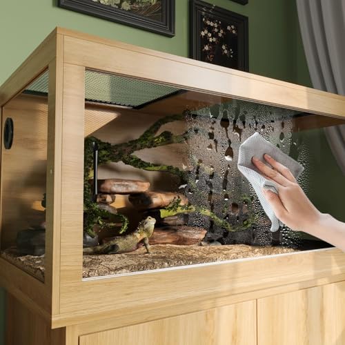 120 Gallon Reptile Tank, Terrarium Tank with Stand | Large Reptile Enclosure with Storage Cabinet,Wire Mesh Top and Wire Threading Holes,Spring Lock for Bread Dragon,Gecko