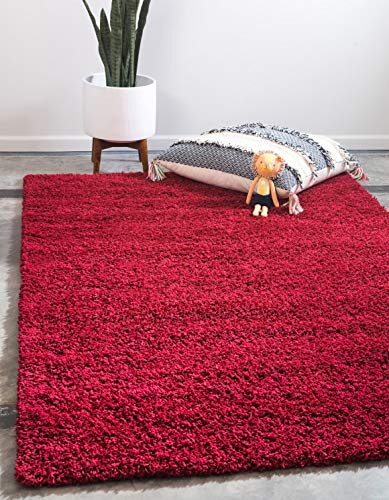 Unique Loom Solid Shag Collection Area Rug (2' 2" x 3' 1" Rectangle, Cherry Red) - color: Cherry Red, size: 2'2" x 3'1" (Rectangular)