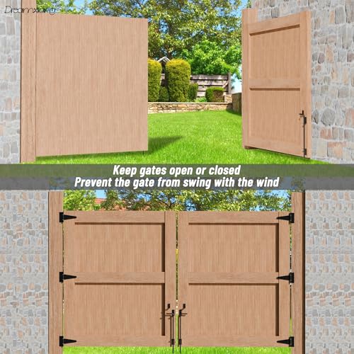 12" Heavy Duty Cane Bolt Gate Drop Rod Extra Thick Hardware Ground Latch for Wood PVC Vinyl Metal Fences Gates, Double Doors, Black Solid Steel-2 Pack - color: 12 Inch