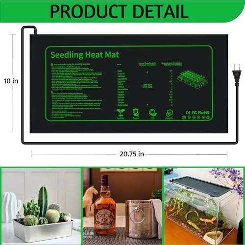 LOCONHA Seedling Heat Mat for Seed Starting, 10" x 20.75" Waterproof | Heating Pad for Indoor Plants Germination (Black 4 Pack) - color: Black 4 Pack