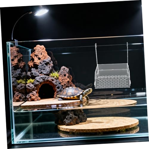 Extra Large Hanging Turtle Basking Platform with Slip-Resistant Ramp, Acrylic Turtle Dock for Aquarium Tank, Floating Reptile Resting and Feeding Area