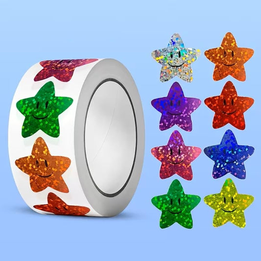 500 Stickers Per Roll, 2.5 cm Self-Adhesive Star Stickers for Reward Charts and Decorative Labels - color: Colorful 16