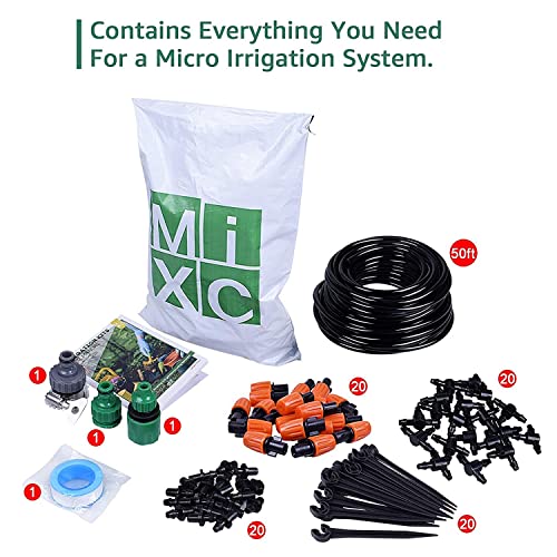 MIXC Irrigation System Greenhouse Watering Systems 1/4 INCH 50FT DIY Auto Drip Irrigation Kit Garden Accessories Automatic Irrigation Equipment for Plants/Lawn - size: 50FT