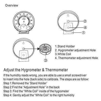 5" Indoor Outdoor Hygrometer/Thermometer, Humidity Gauge Indicator Temperature Humidity Monitor, Analog Hygrometer Humidor (English Version)