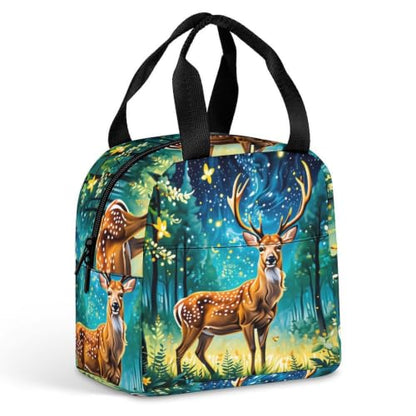 Starry Night Deer Lunch Bag for Women Men | Insulated Lunch Box Leakproof Food Meal Containers Reusable Foldable 6L Capacity Lunch Tote Bags for Work Picnic Travel - color: style-17