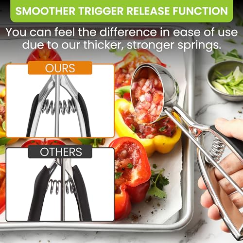 Spring Chef Extra Large Stainless Steel Cookie Scoop, #10, 5.5 Tbsp, Black | Premium 4" Cookie Dough Scoop for Baking, Dishwasher Safe Cookie Scooper, Ice Cream Scoop w/ Soft Grip & Trigger Release - color: Black, size: #10 - X-Large - 5.5 Tbsp