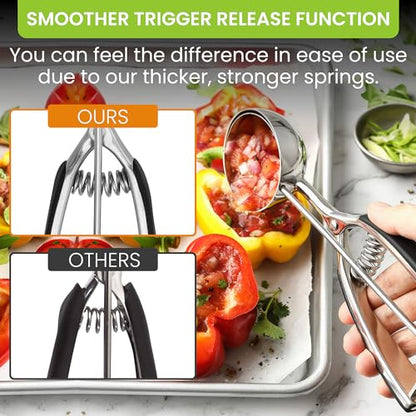 Spring Chef Extra Large Stainless Steel Cookie Scoop, #10, 5.5 Tbsp, Black | Premium 4" Cookie Dough Scoop for Baking, Dishwasher Safe Cookie Scooper, Ice Cream Scoop w/ Soft Grip & Trigger Release - color: Black, size: #10 - X-Large - 5.5 Tbsp