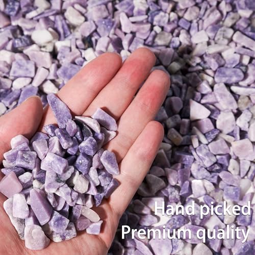 Lepidolite Crystal Chips Bulk 1lb, 600+ Pieces, 8-15mm Natural Purple Mica - color: Lepidolite, size: 1LB