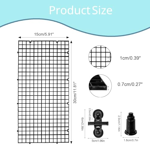 8pcs Aquarium Plastic Grid Divider Tray Egg Crate Aquarium Fish Tank Bottom Isolation with Bracket and Suction Cups(11.8x5.9 Inch)