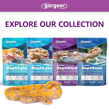 Gargeer 4oz ReptiShed, Reptiles Easy Shedding Support | USA Made | Therapeutic soaking bath powder. Electroyltes & Botanical Herbs. Restores skin fluid balance & elasticity !