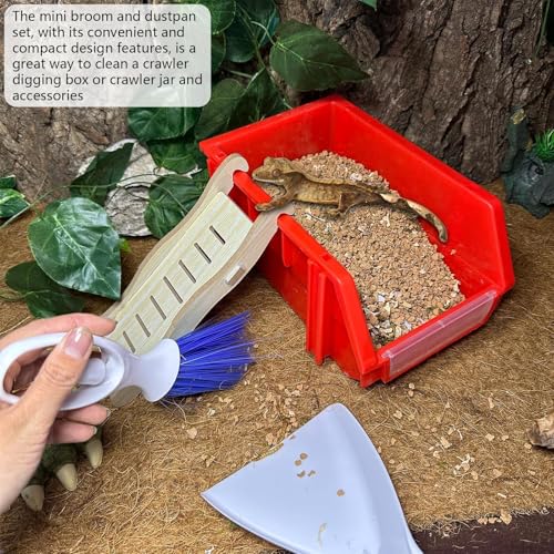 Reptile Digging Box Plastic Leopard Gecko Burrowing Habitat Hide Box with Wooden Ladder Compatible with Terrariums Tailored for Juvenile Bearded Dragons and Snake in Compact Setups (Red) - color: Red