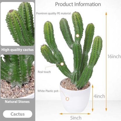 Artificial Cactus 16inch Faux Cacti Fake Succulent Plants for Indoor Outdoor Home Office Garden Decor - size: 16inches