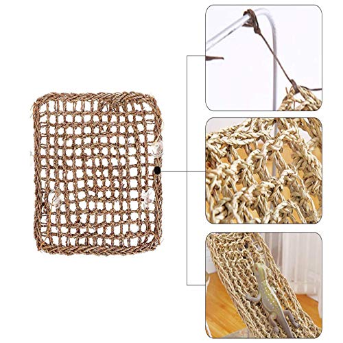 Tfwadmx 2 Pack Bearded Dragon Hammock, Reptile Climbing Decor, Lizard Lounger 100% Natural Seagrass Fabric Hammock for Reptiles, Geckos, Anoles, Iguanas, Hermit Crabs, Triangular - size: 12x8In