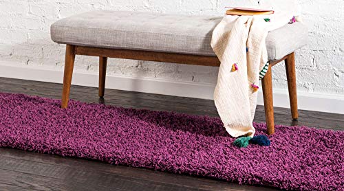 Unique Loom Solid Shag Collection Area Rug (2' 6" x 13' 1" Runner, Eggplant Purple) - color: Eggplant Purple, size: 2'6" x 13'1" (Runner)