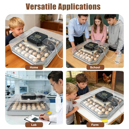 Series IV - 48 Egg Professional Incubator for Breeders, Automatic Sensor-Based Precise Humidity & Temp Control, Adjustable Spacing, Auto Turn & Auto Stop, Preset Incubation Days, Chick Separator - size: 48-Egg Gray