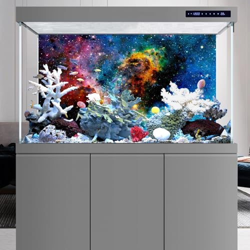 48x24 inches Galaxy Aquarium Background Stars Universe Fish Tank Backdrop | AWERT Cloud Colorful Cosmic Mystery Space Terrarium Background - size: 48x24in/120x60cm