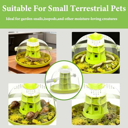 Snail Terrarium Kit Insect Enclosure Bug Terrarium Observation Container Praying Mantis Habitat Breeding Box Micro Habitat Starter Kit for Beetles Spider Small Reptile